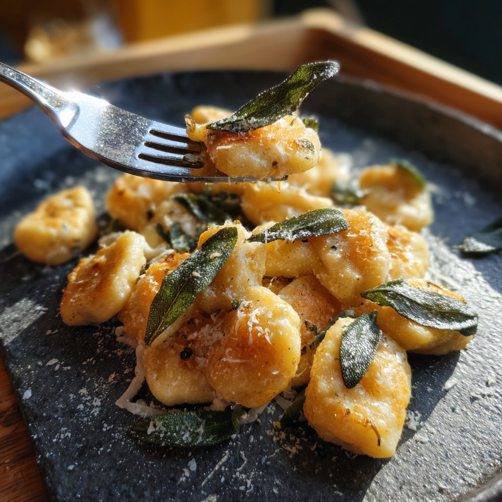 Herzförmige Gnocchi mit Butter und Salbei