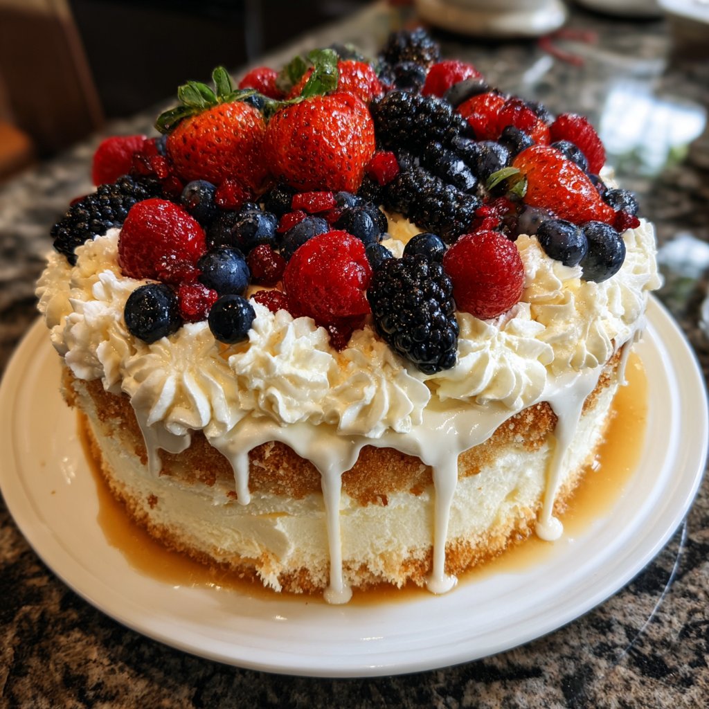 Geburtstagskuchen mit Beerencreme