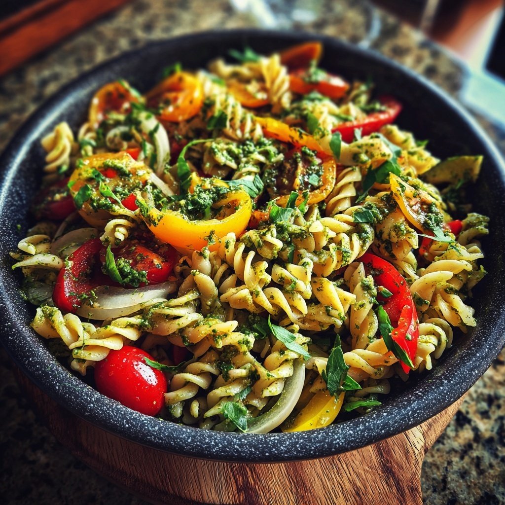 Mediterraner Nudelsalat Mit Pesto